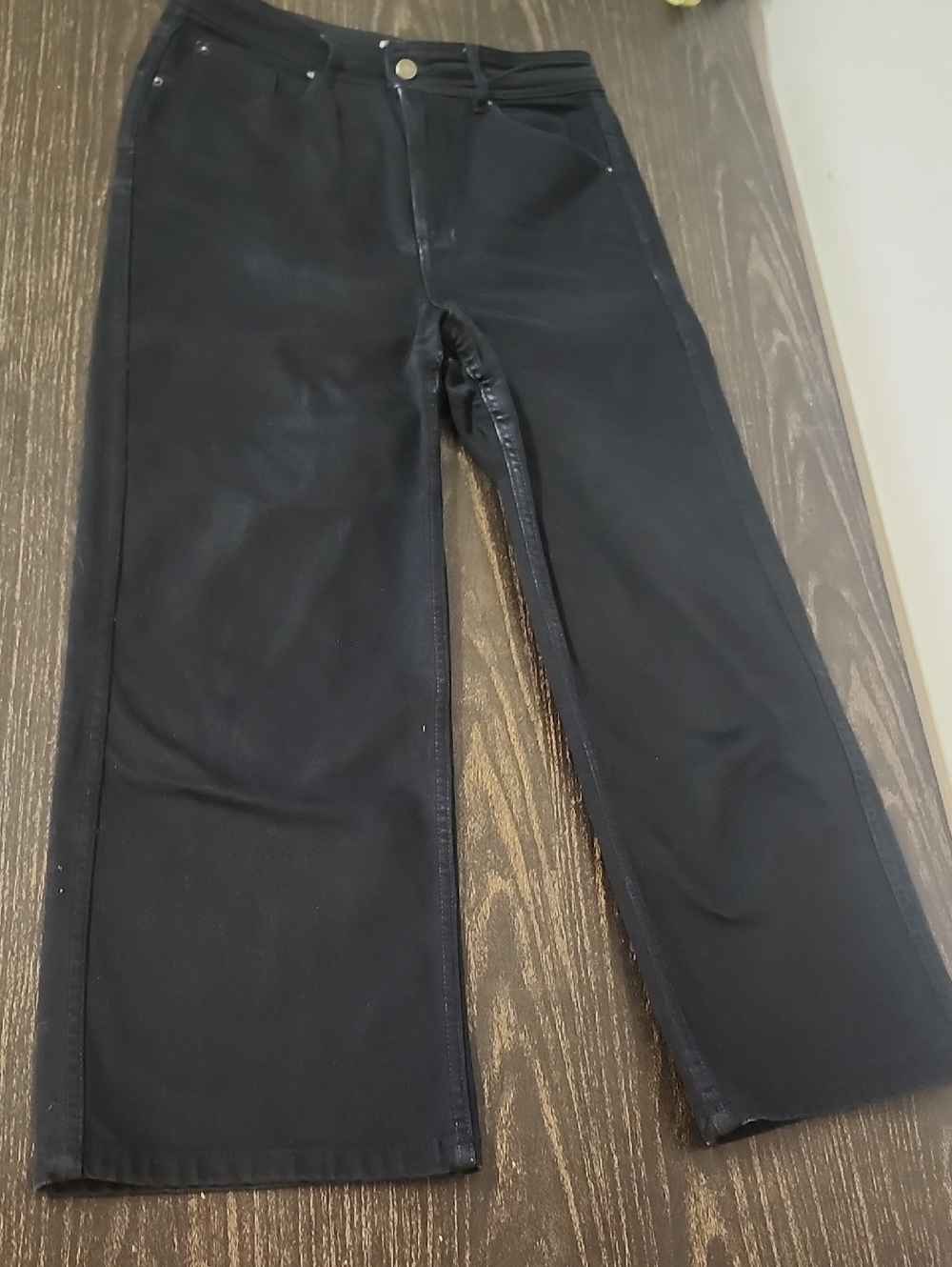 Sezane Black Wide Leg Jeans Size 40 Or 8 Crop - Picture 2 of 8